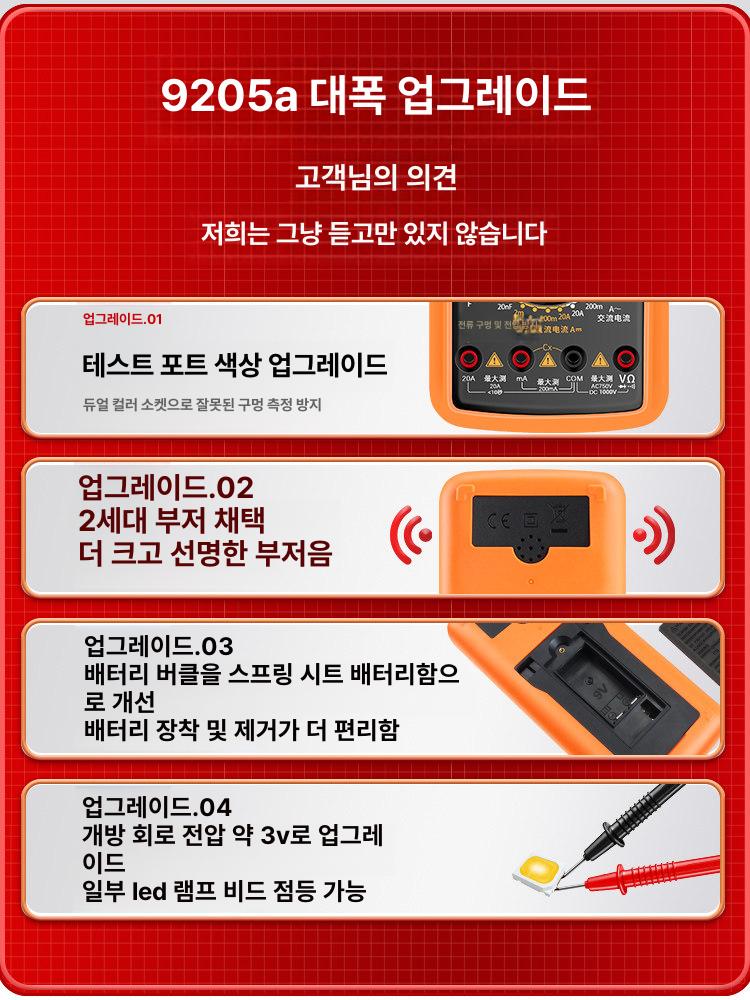 검전기 절연저항측정기 DT9205P LCD AC 디지털 표준 초정밀 테스트 리드 천 가방 예비 A - 상세 이미지 3
