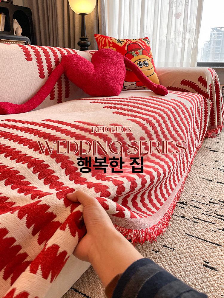 프라이빗 쇼파커버 쇼파천갈이 패드 소파덮개 소파천커버 메모리 셰닐 (커버) 차이나레드 180x230cm - 상세 이미지 2