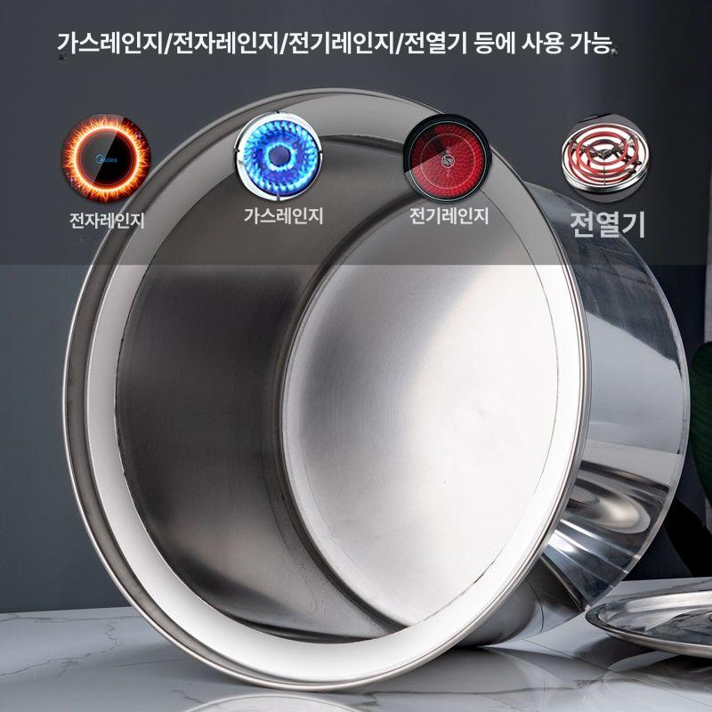 전기 멀티팟 원형 국수 면삶는냄비 파스타 인덕션 업소용 손잡이 4구 찜냄비 + 4줄 체망 - 상세 이미지 3