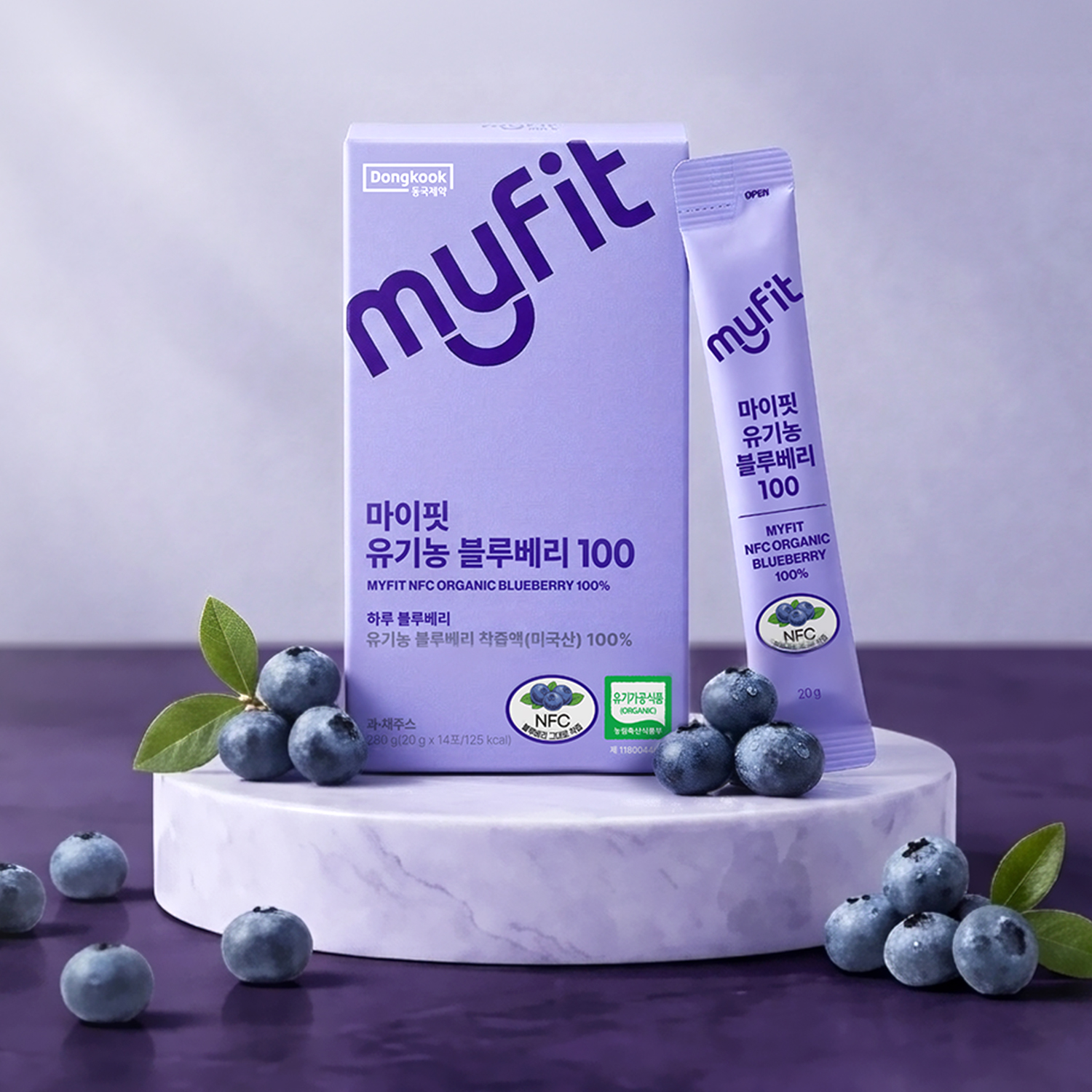 [56포] 동국제약 마이핏 NFC 유기농 블루베리 착즙 액 100% 스틱 14포, 4개 - 상세 이미지 2