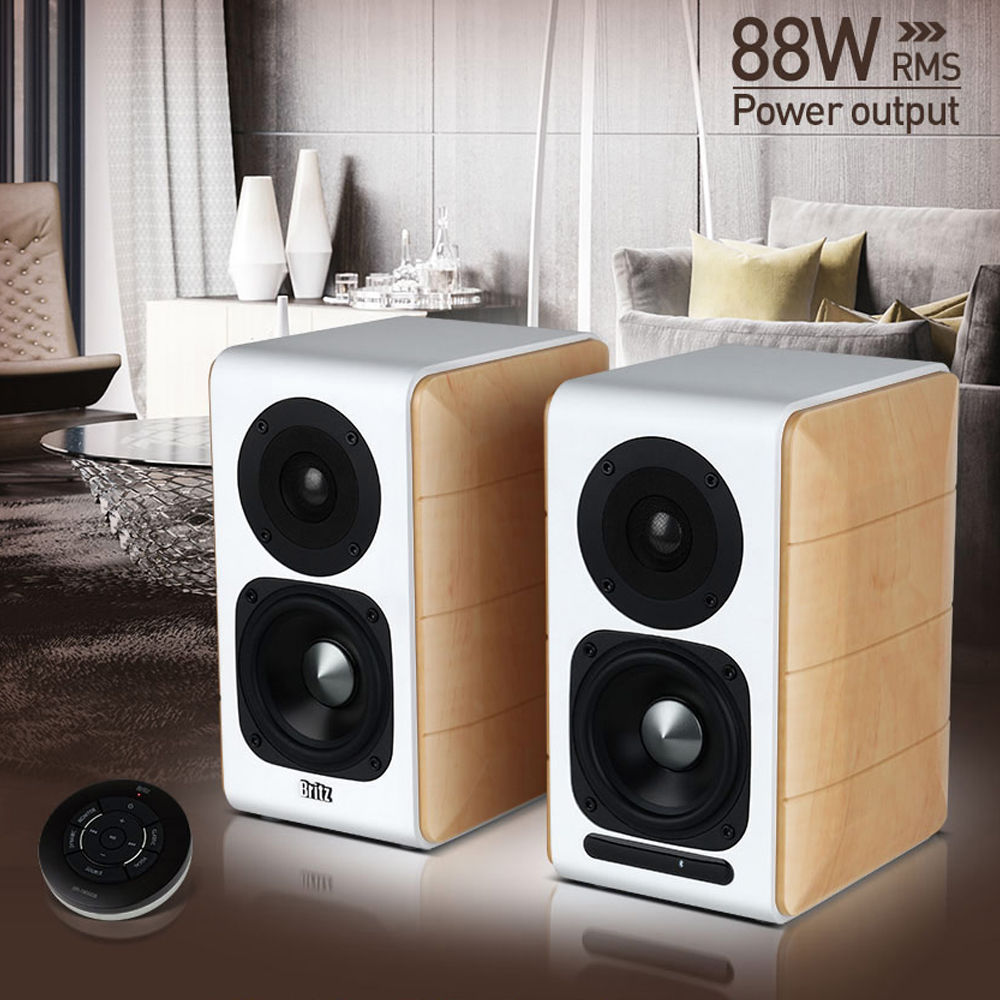 브리츠 2채널 하이파이 블루투스 북쉘프 리모컨 스피커 RMS 88W 에어덕트 디지털 엠프 - 상세 이미지 3