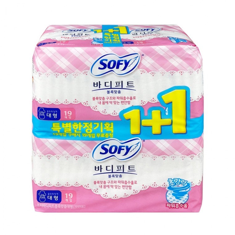 쏘피 바디피트 볼록맞춤 대형 19+19개입 생리대 - D - 상품 이미지