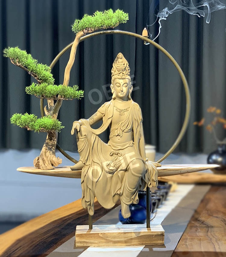 관음보살상 황동 수월관음상 좌상 인테리어 불교용품 장식품 가정용 보살상 - 상세 이미지 2
