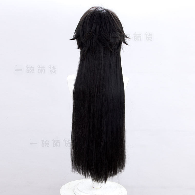 원신 카피타노 레이어드 블랙 장발 가발 헤어 머리 소품 - 상세 이미지 3