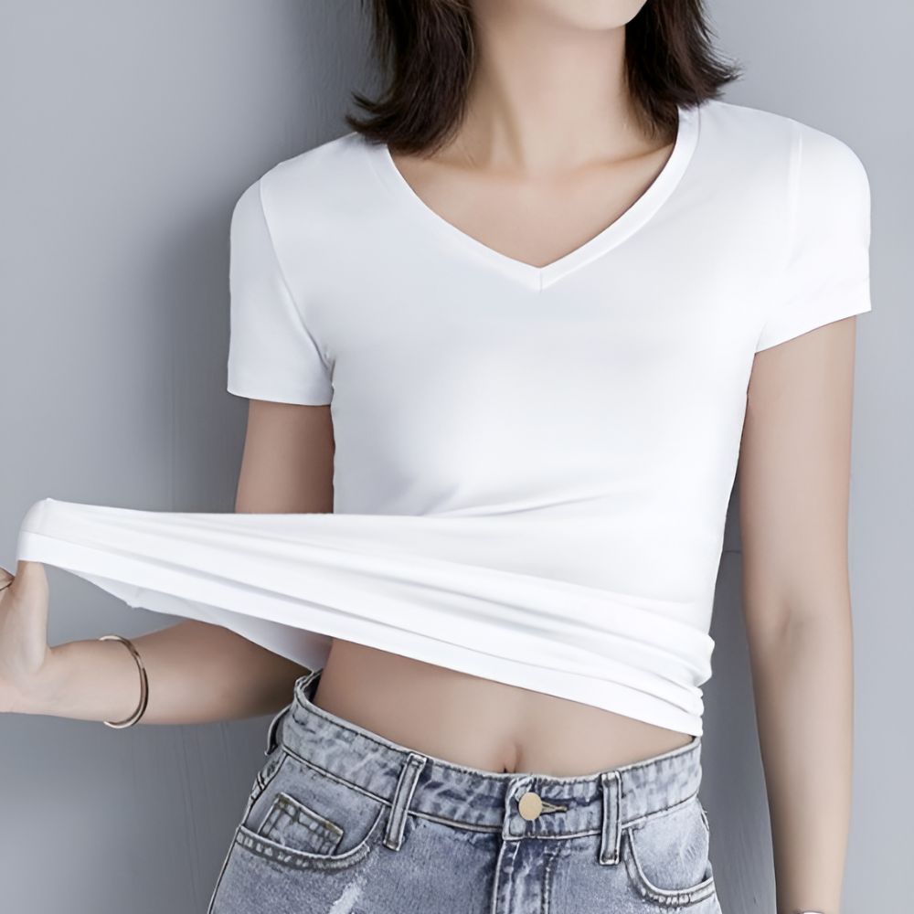 여성흰반팔티 여성슬림핏반팔티 여리여리 스판 무지 얇은 - 상품 이미지