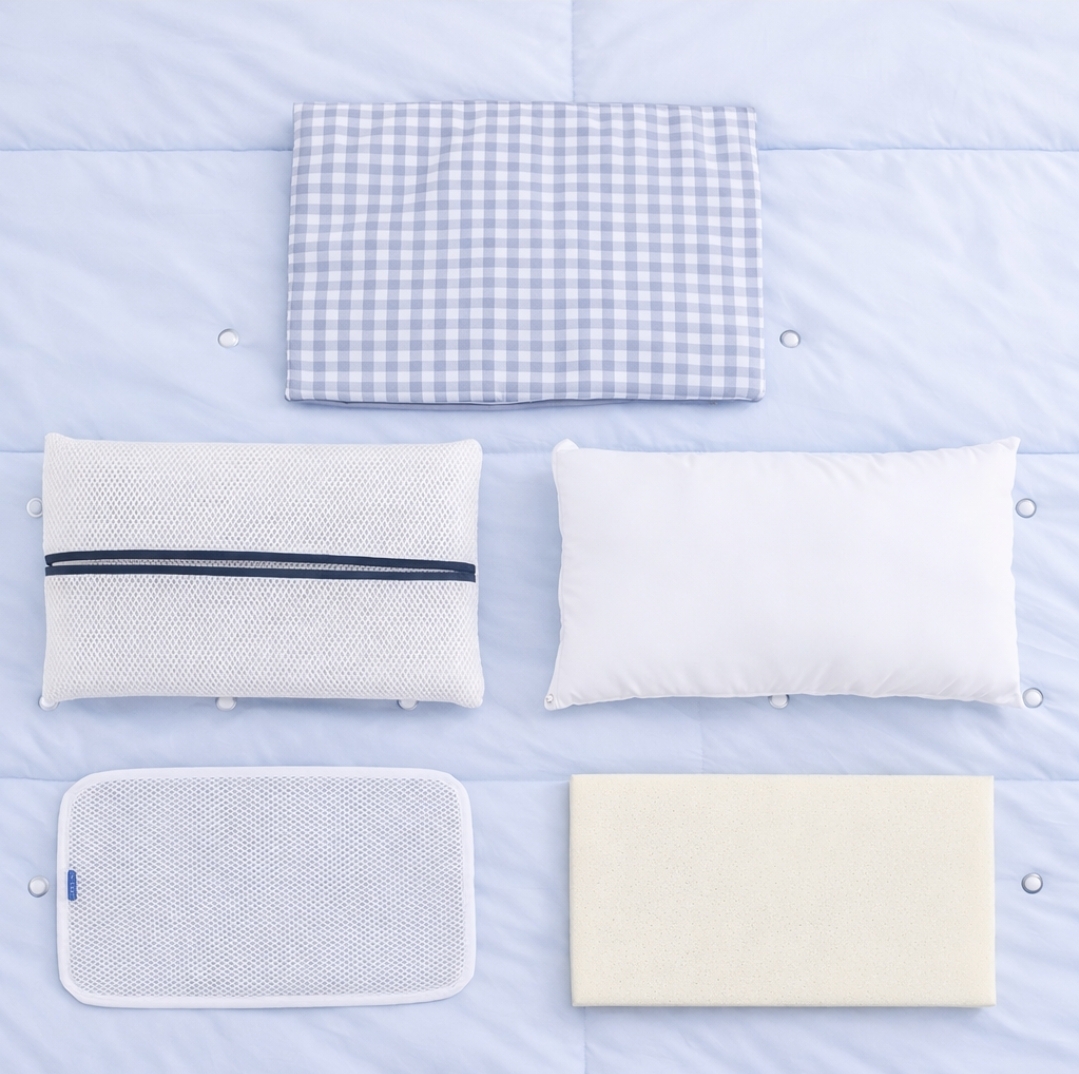 슬래빗 목편한 기능성 메모리폼 경추 베개 낮은 높은 에어매쉬 캠핑