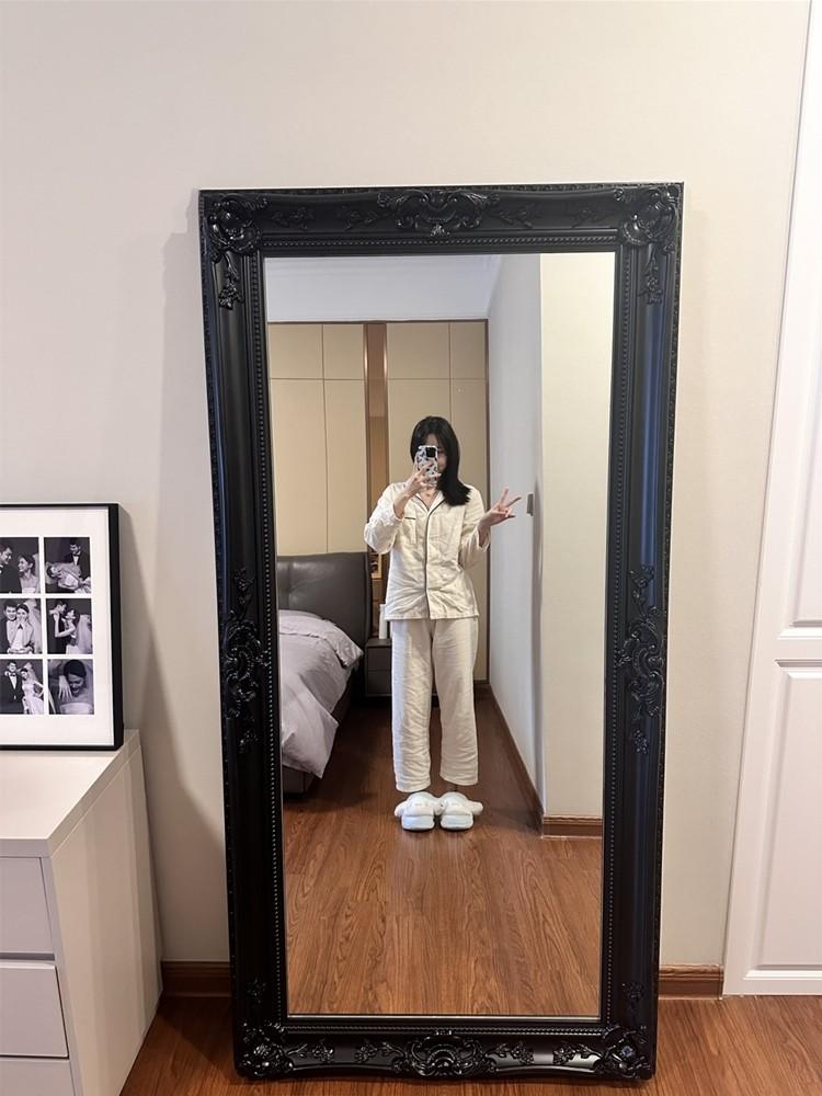 앤티크 빈티지 사각 전신거울 프레임 그린 미러 블랙 12cm 90x180cm 거울 포함 - 상품 이미지