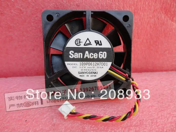 12V 0.09A 6cm 109P0612H7D01 6015 3선 팬