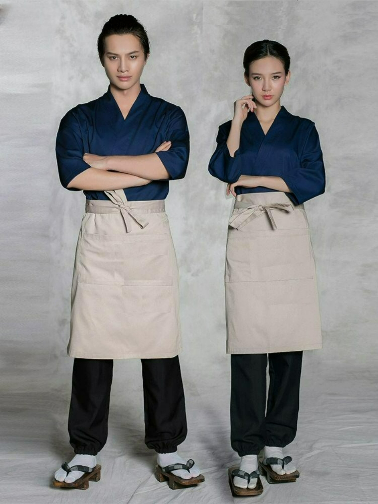 세프복 요리사 작업복 사시미점 주방 유니폼 남녀공용 스시점 근무복 예술가 무늬 S - 상품 이미지