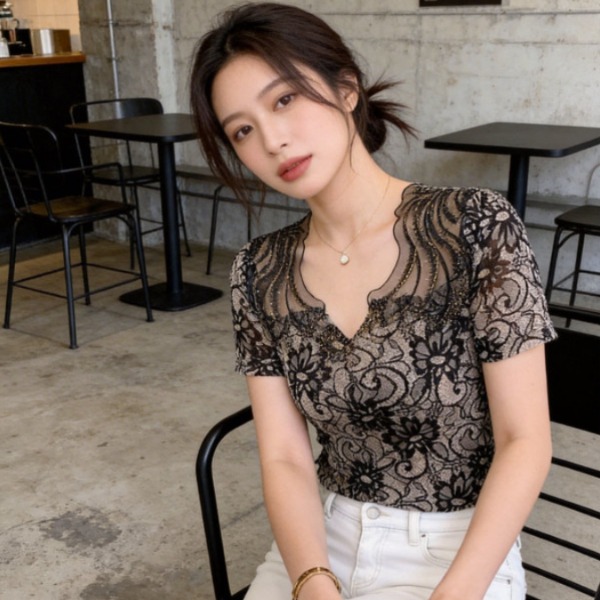 라인댄스복 상의 여성 라틴댄스복 줌바 사교 반짝이 긴팔 댄스티 연습복 - 상세 이미지 3