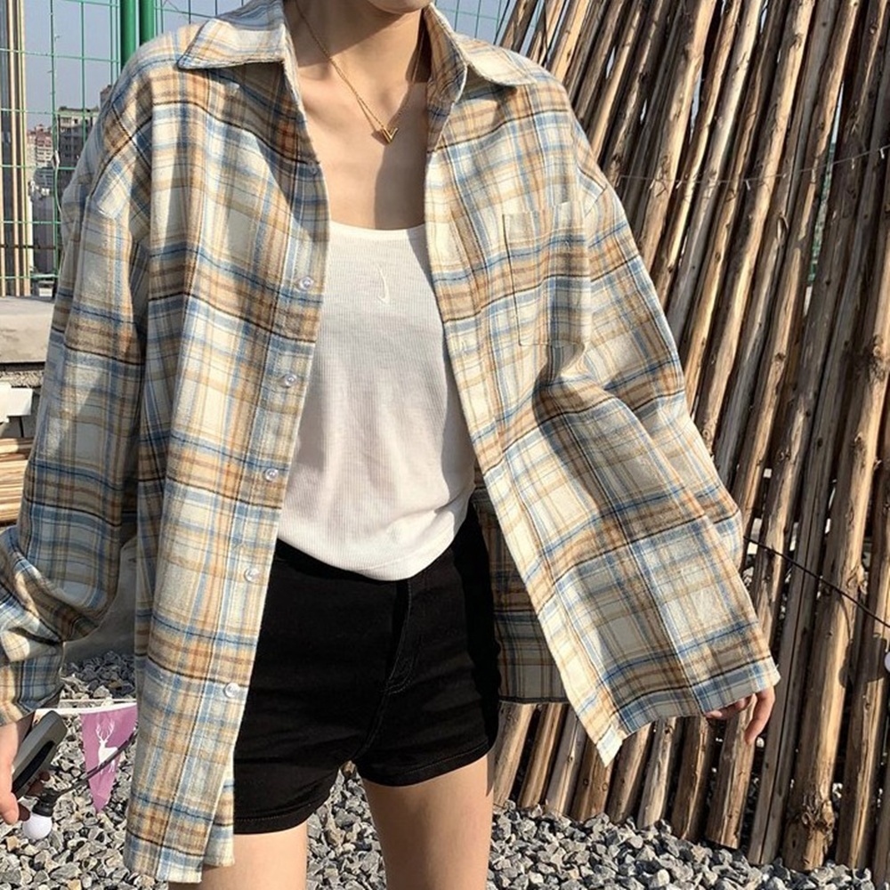 여성 체크남방 빅사이즈 오버핏 롱셔츠 아우터 박대표마켓 이미지 6