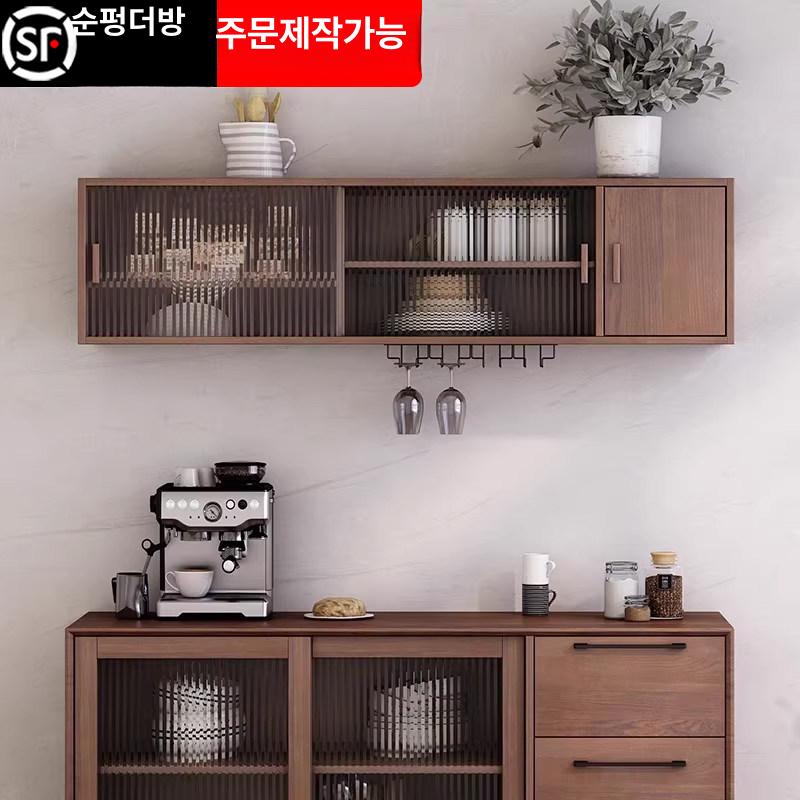 유리상부장 원목 진열장 그릇장 부엌 주방 수납장 120x28x33.5cm A 조립형 - 상세 이미지 2