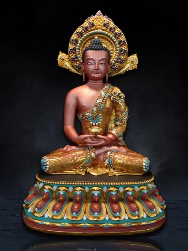 보라색 연꽃 수공예 그림 석가모니 여래 황금색 재물신 잔발라 생명 7인치 10인치