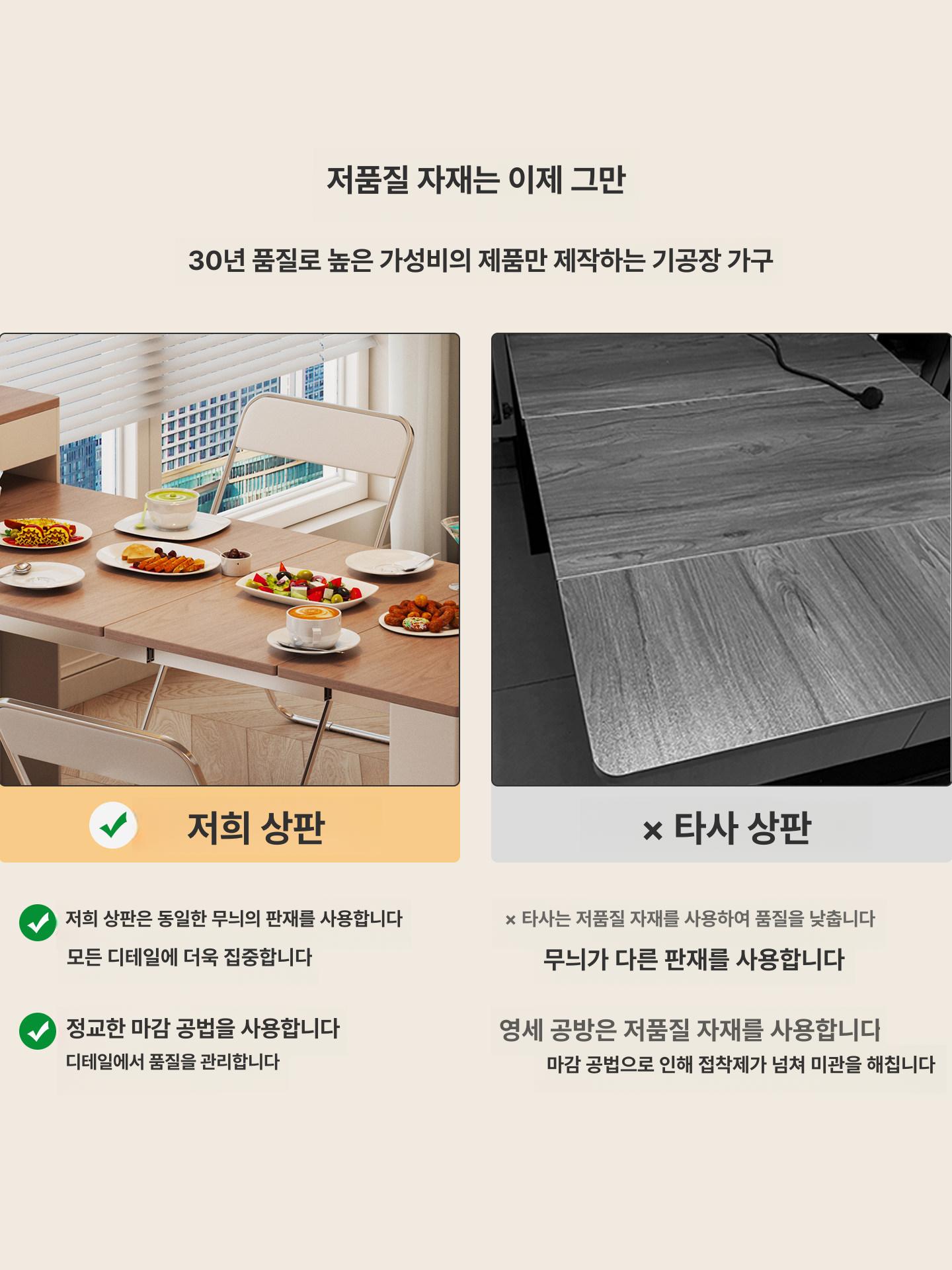 다용도 확장형 테이블 제품 식탁 아일랜드 월넛 - 상세 이미지 3