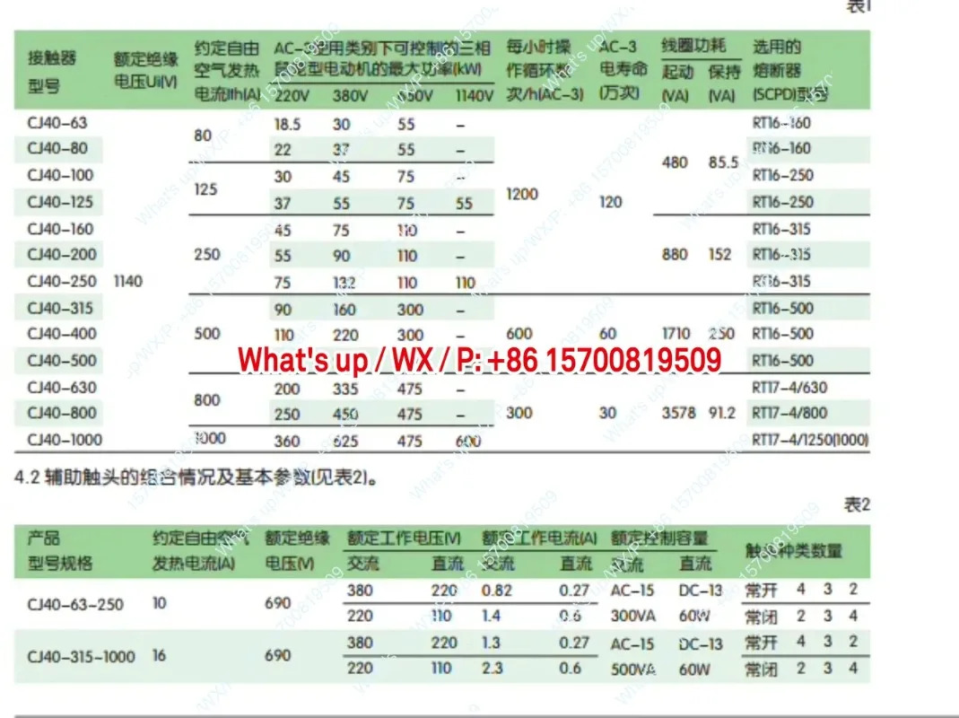 AC 접촉기 CJ40-630A 800A1000A1250A1600A 은접점 2000A