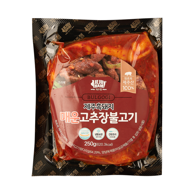 제주햄 제주흑돼지 양념 돼지불고기 매운 고추장, 250g, 5개 - 상품 이미지