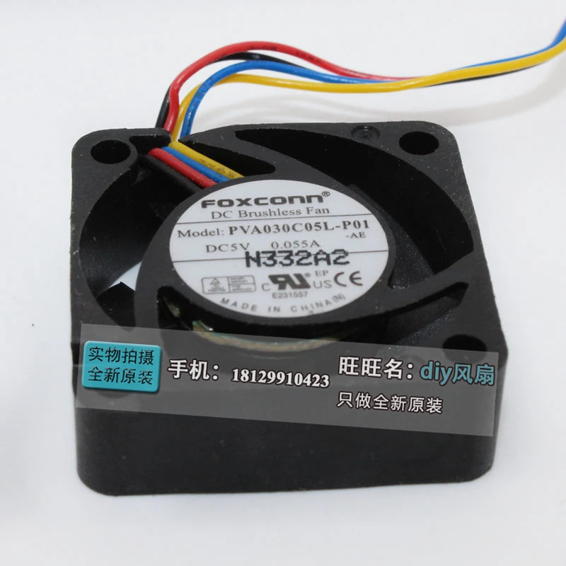 JFG 폭스콘 PVA030C05L-P01 3010 5V 3CM 4핀 온도 제어 냉각팬