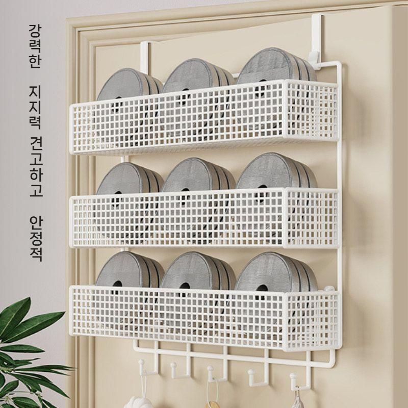문걸이수납선반4단 다용도문걸이선반 대용량수납 화이트 단층 미디엄훅 - 상세 이미지 5