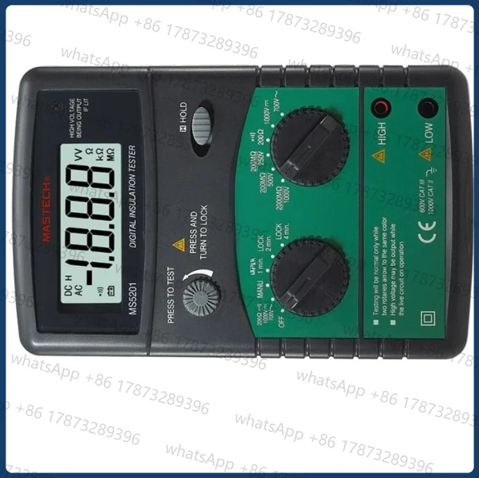 마스텍 MS5201 디지털 절연 저항 테스터 250V1000V 2.5mA 2000M 옴 연속성 리퍼 DC/AC 전압
