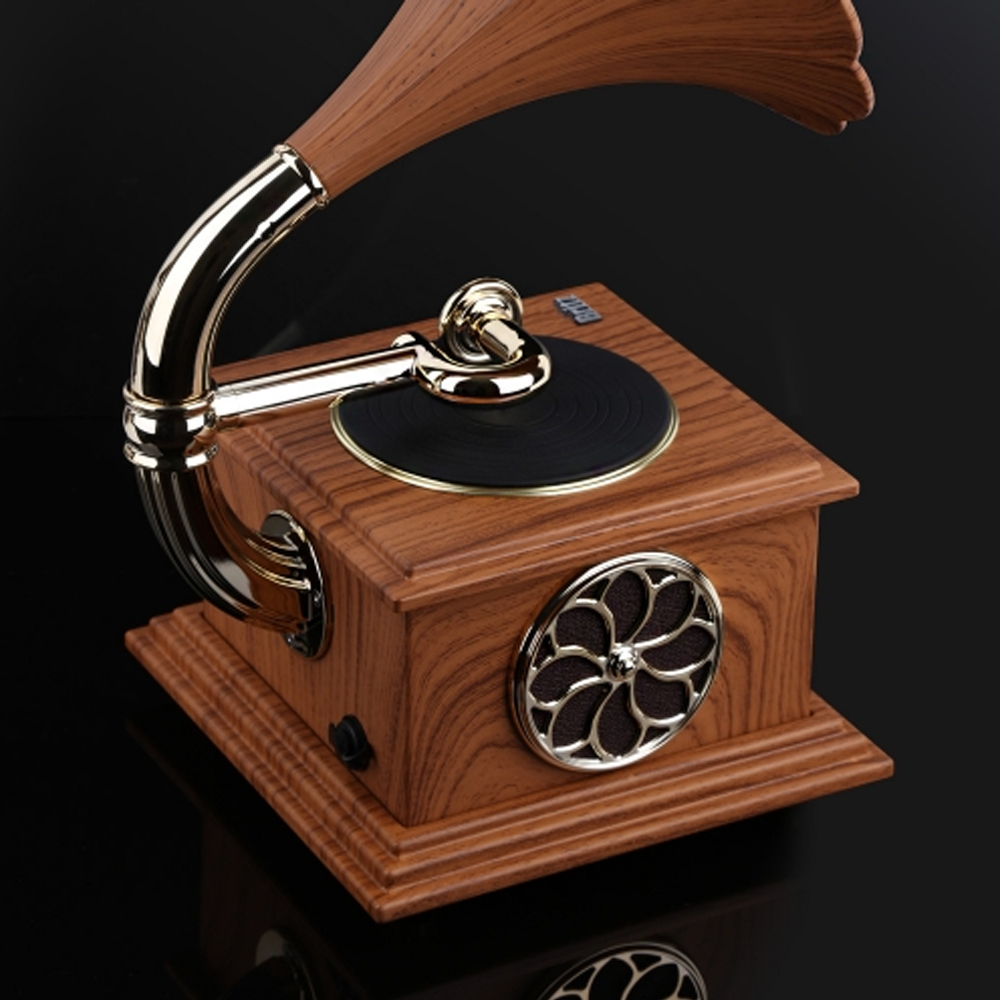 브리츠 엔틱 메탈 2채널 블루투스 스피커 USB 재생 AUX RMS 15W 턴테이블 디자인 이미지 6