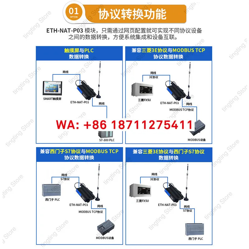 PLC 크로스 네트워크 통신 IP 주소 변환기 커플러 포트 모듈 EMOXUN ETH-NAT-T03