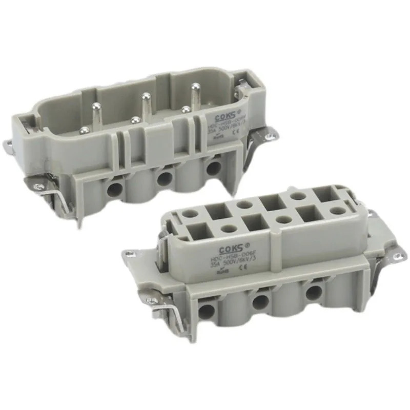 COKS 헤비 듀티 커넥터 HDC-HSB-006 직6핀 항공 소켓 러너 고전류 35A 2PCS