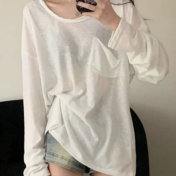 데일리 여성 긴 팔 티셔츠 기능성 여성 쿨티 티셔츠 루즈핏 - 상품 이미지