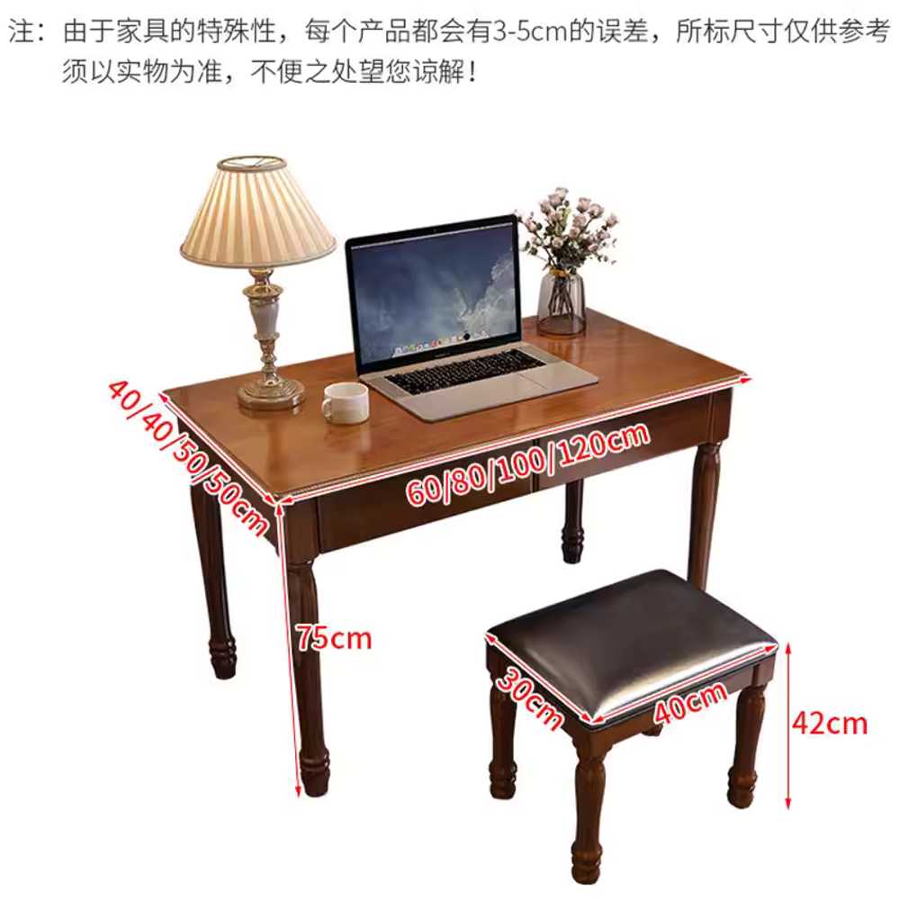 1인용 서랍 책상 침실 서재 노트북 독서 학습 테이블 80x40x75 - 상세 이미지 5