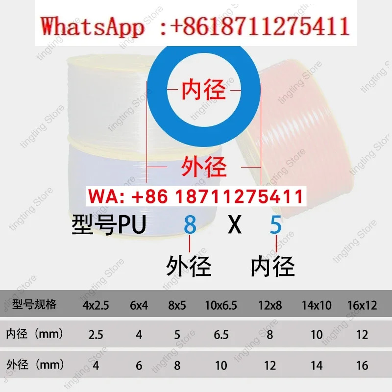 Minxiang PU 호스 에어 펌프 파이프 4x2.5 독일 고압 8/10/12mm 대만 기술 압축기 액세서리