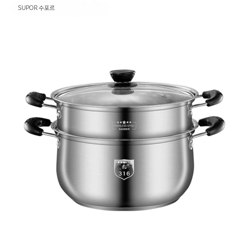 스텐 미니찜기 3단 가정용 인덕션냄비 스테인리스 찜솥 다용도 찜통 - 상품 이미지