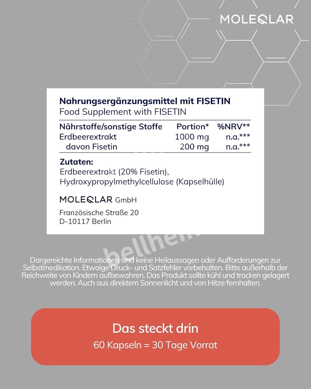 몰레클라 피세틴 200mg 딸기추출성분 60캡슐 1개월분 - 상세 이미지 5