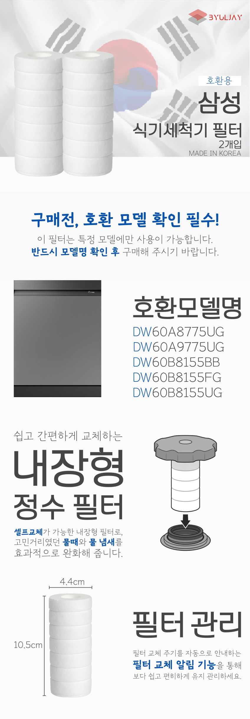 1+1 삼성 식기세척기 필터 비스포크 필터 DW-C00RKR10 별제이 판매처 상세 정보 이미지 3