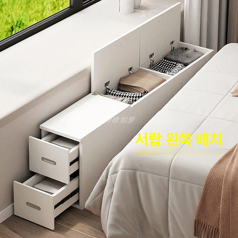 원목 틈새 선반 침대 수납장 원룸 거실 슬림 캐비닛 정리 - 상세 이미지 4