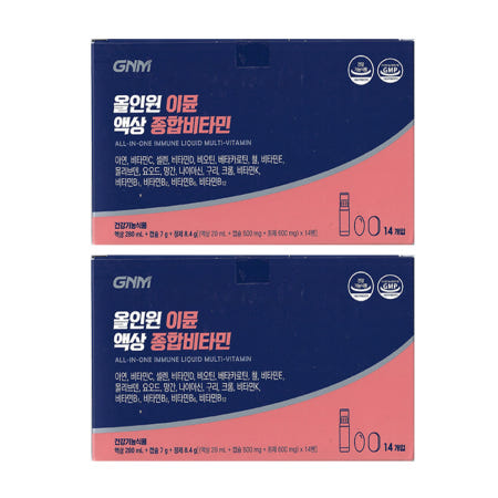 GNM자연의품격 올인원 이뮨 액상 종합비타민 20ml x 14개입 + 500mg x 14캡슐 + 600mg x 14정 x 2개