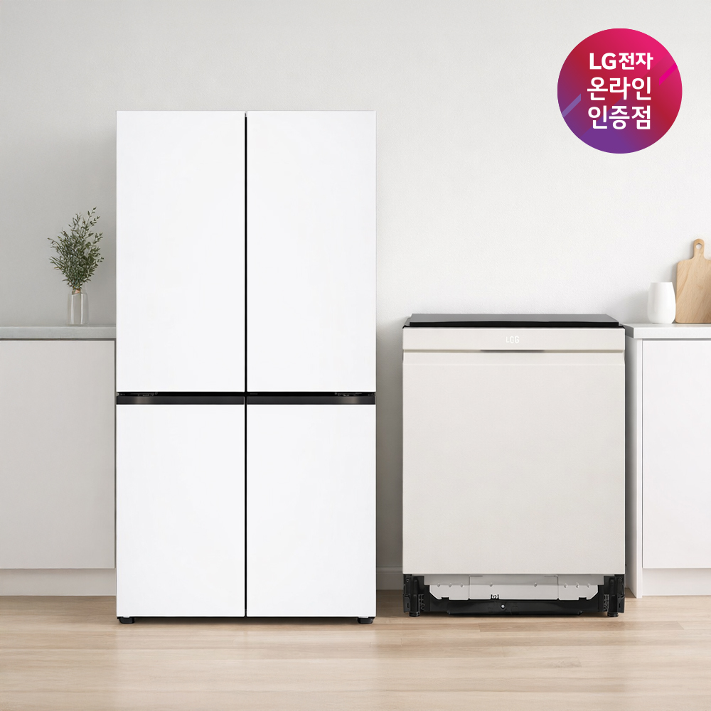 LG 디오스 AI 오브제컬렉션 냉장고 + LG 디오스 식기세척기 (T876MQQ111 + DUE6BGL1E)