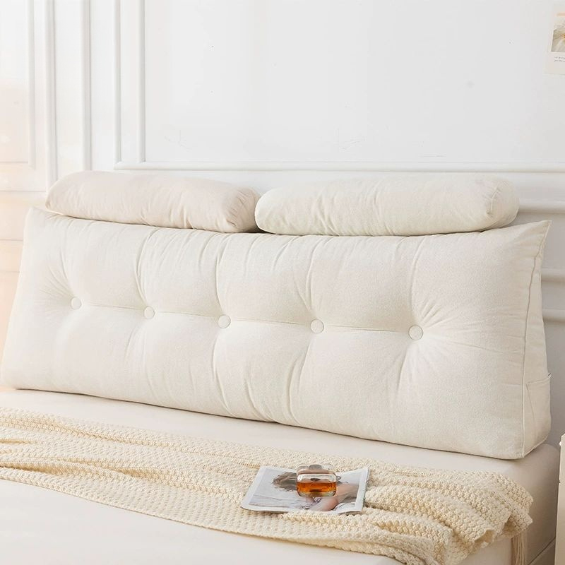 침대 쿠션 삼각 등받이베개 고탄성 대형 베이지화이트 1.8m 180x50x20cm 2개 - 상품 이미지