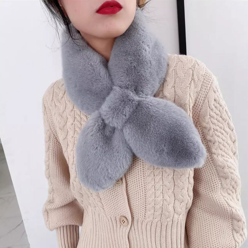 포근 소프트 퍼 크로스 넥 머플러 SSH-128 - 상품 이미지