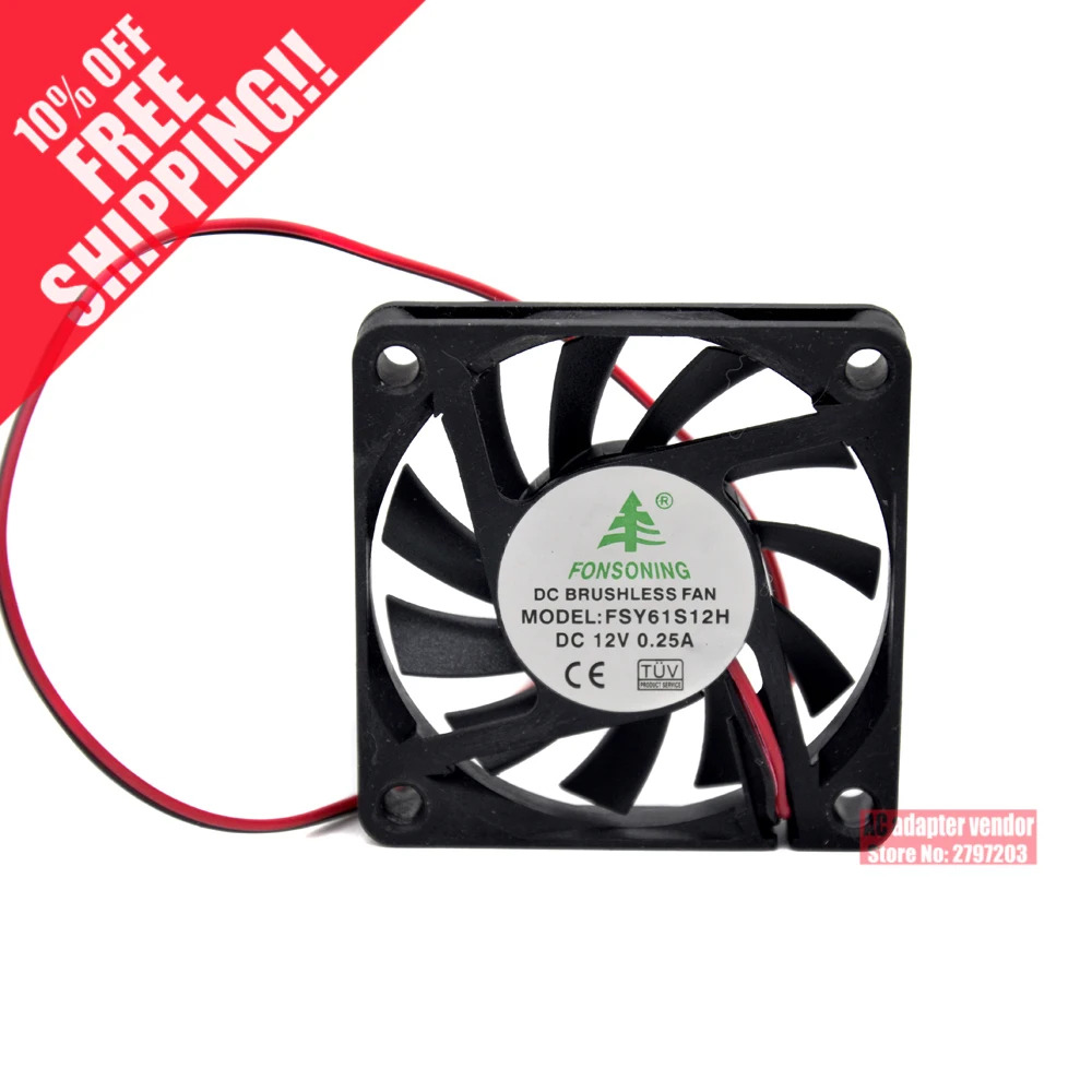 JFG 포슨잉 FSY61S12H 6010 12V 0.18A 6cm 초박형 저소음 프로젝터 냉각팬