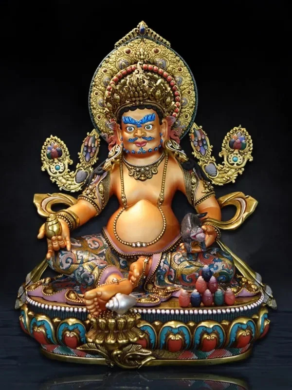보라색 연꽃 수공예 그림 석가모니 여래 황금색 재물신 잔발라 생명 7인치 10인치
