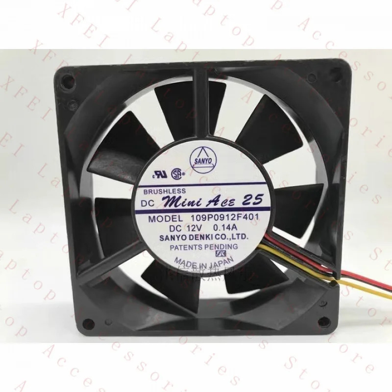 C 산요 팬109P0912F401 DC12V 0.14A 9025 9CM 3WIRE 냉각팬