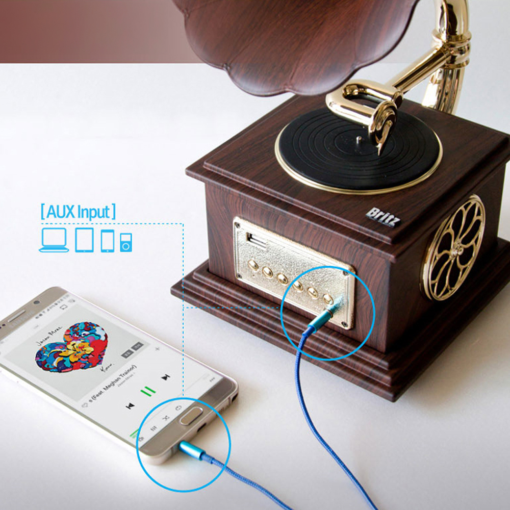 브리츠 엔틱 메탈 2채널 블루투스 스피커 USB 재생 AUX RMS 15W 턴테이블 디자인 - 상세 이미지 3