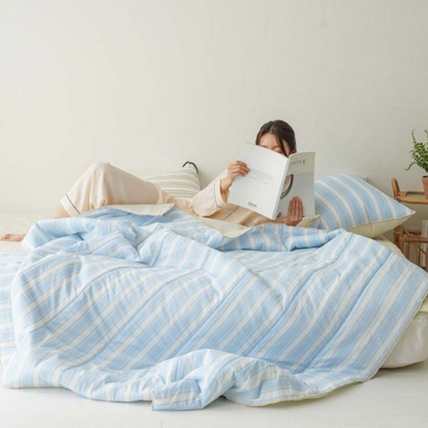 시원한 여름 이불 시어서커 순면 이불 누빔 차렵 싱글 - 상품 이미지
