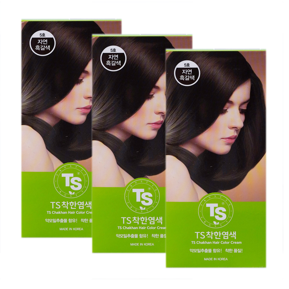 TS 더착한 염색약 (컬러수량 선택) 120g, 5호 자연흑갈색, 3개 - 상품 이미지