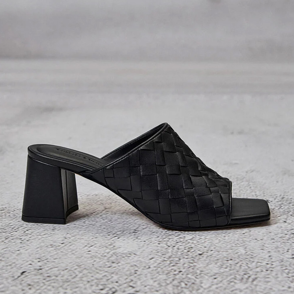 [찰스앤키스] 이벳 우븐 스퀘어 토 힐 뮬 2colors CK1-60920398 - 상세 이미지 4