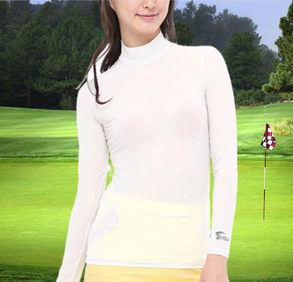 여성골프웨어 티셔츠 냉감촉감 부들부들 운동복 상의 여자 여성 골프이너웨어 티 반목골프웨어 - 상세 이미지 2