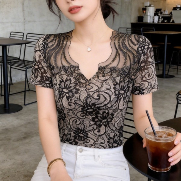 라인댄스복 상의 여성 라틴댄스복 줌바 사교 반짝이 긴팔 댄스티 연습복 - 상품 이미지