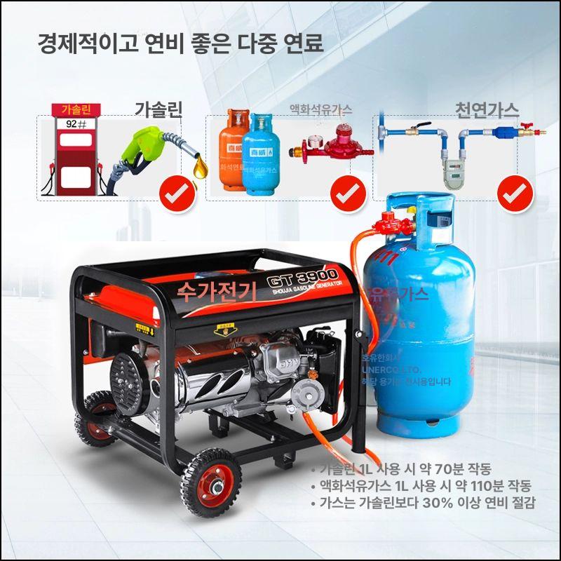 비상발전기 3kw 220v 휴대용 푸드트럭 4000W 수동+전기 다중연료 - 상세 이미지 4