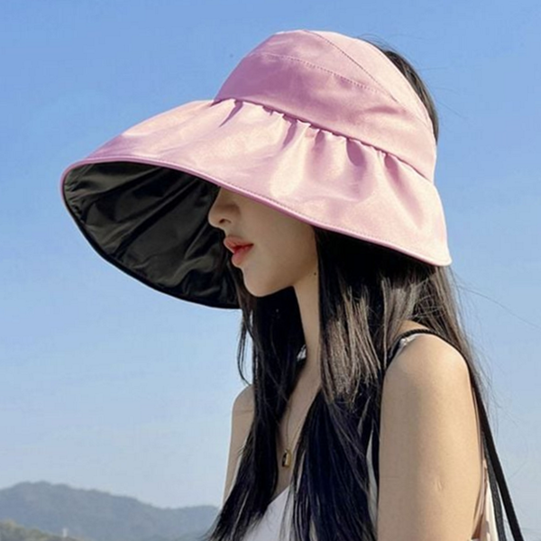 접이식 벙거지 모자 셔링 여성 벙거지 모자 와이드챙 데일리 여름 - 상품 이미지