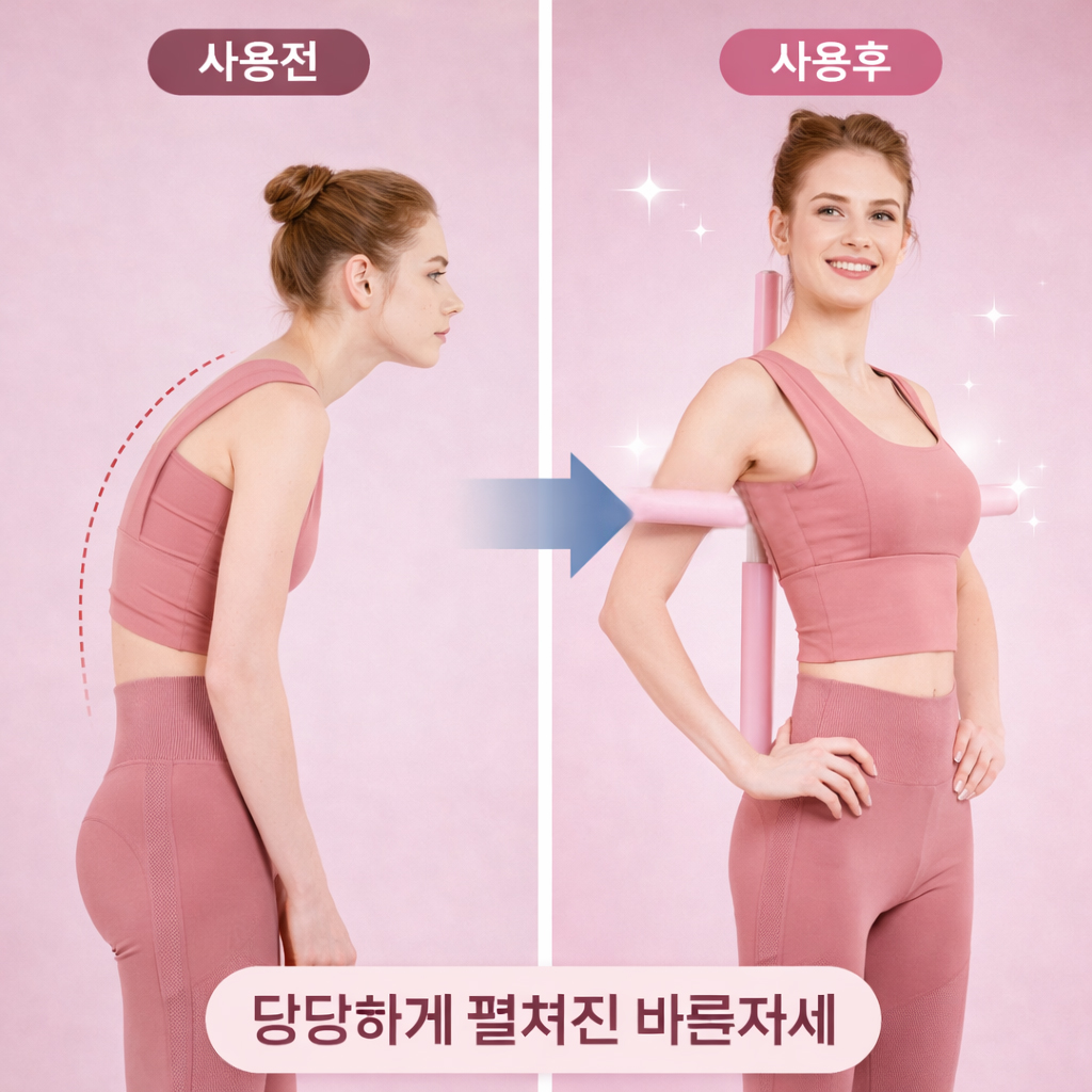 엘누아르 자세교정 라운드숄더 말린어깨 굽은등 바른자세 교정기 바디 스트레칭 기구 자바봉 - 상세 이미지 5