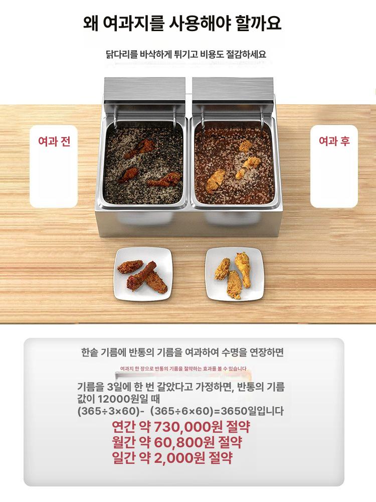 식용유 튀김종이 튀김기 오일 치킨 기름 정제기필터 종이 필터링 거름 봉투 키친 - 상세 이미지 4